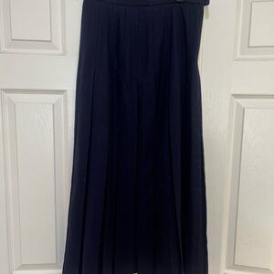 VTG Alcott & Andrews Blue  Pleated Wool‎ Midi Modest Skirt Work Academia size 8